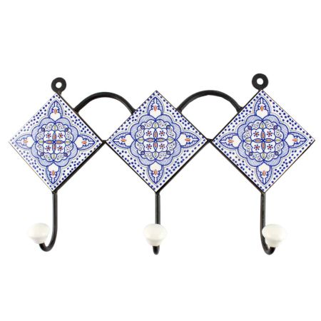 Blue Floral Ceramic Wall Hook Online